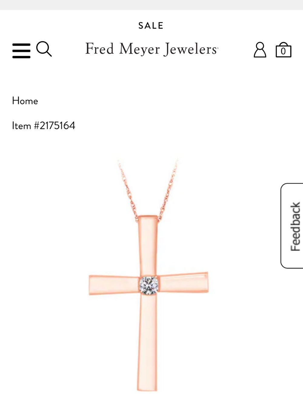 10K Rose Gold Cross Pendant Necklace with Diamond
